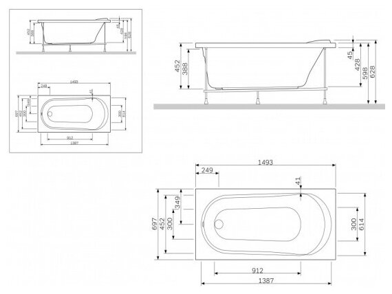 Панель фронтальная AM.PM W85A-150-070W-P (универсальная) для ванн Joy и Spirit, 150 см - фотография № 2