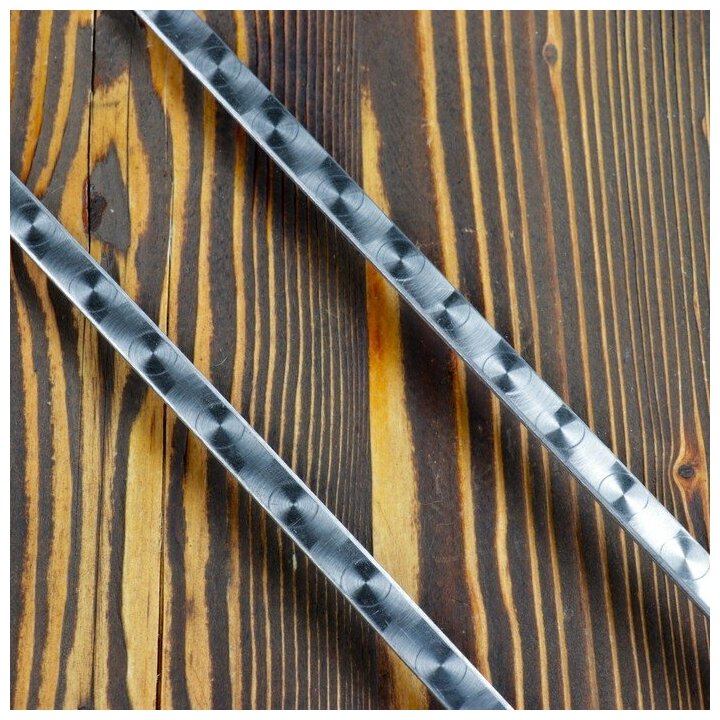Двойной вилка-шампур с деревянной ручкой, с узором, 40см - фотография № 2