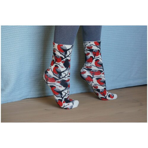 фото Носки шерстянки, размер 39/42, красный, черный, белый