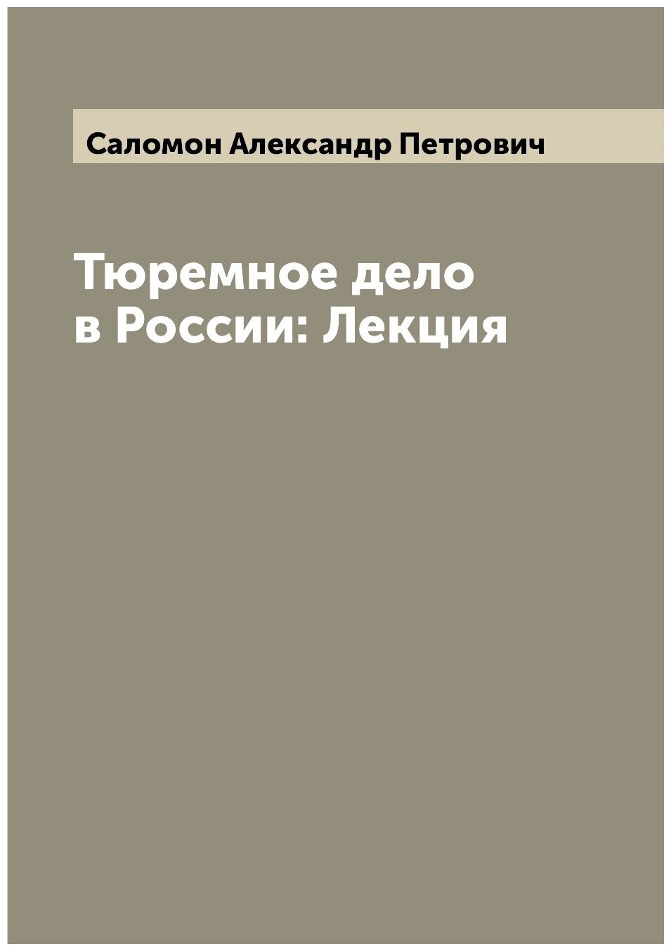 Тюремное дело в России: Лекция