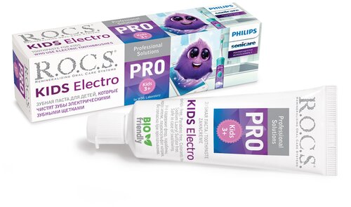 Зубная паста R.O.C.S. PRO Kids Electro 3+, 35 мл, 45 г, белый