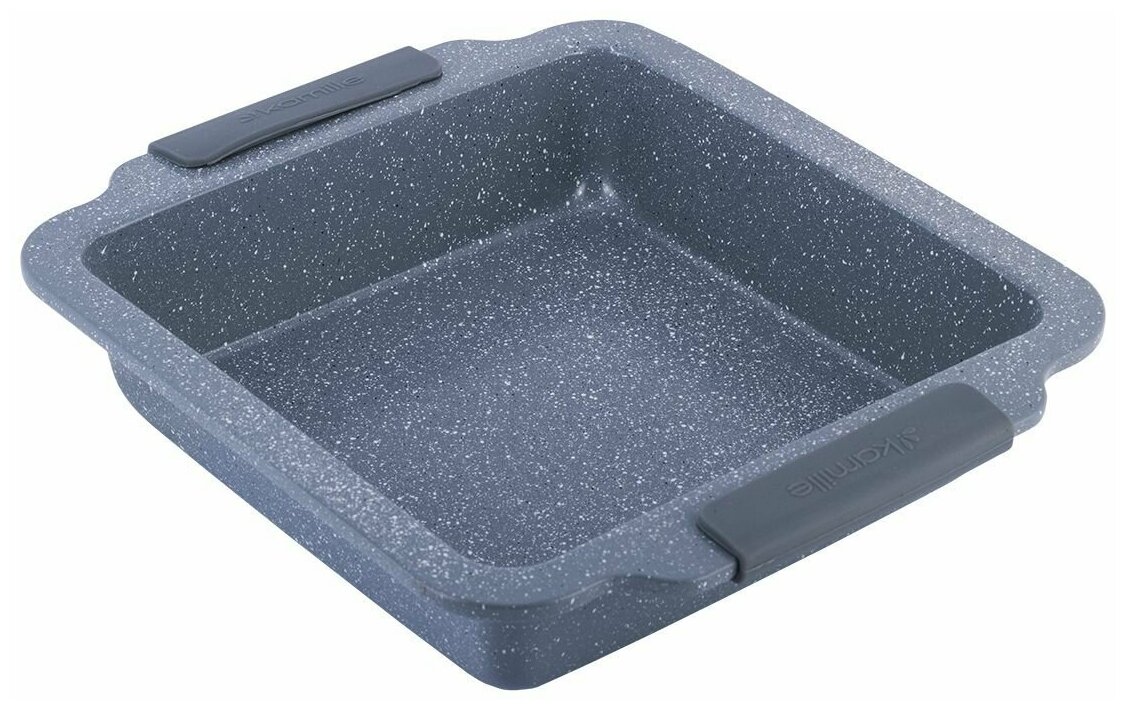 Форма для запекания квадратная Kamille KM-6035A (30,5х27х6 см) из углеродистой стали с мраморным покрытием (6035A / серый)