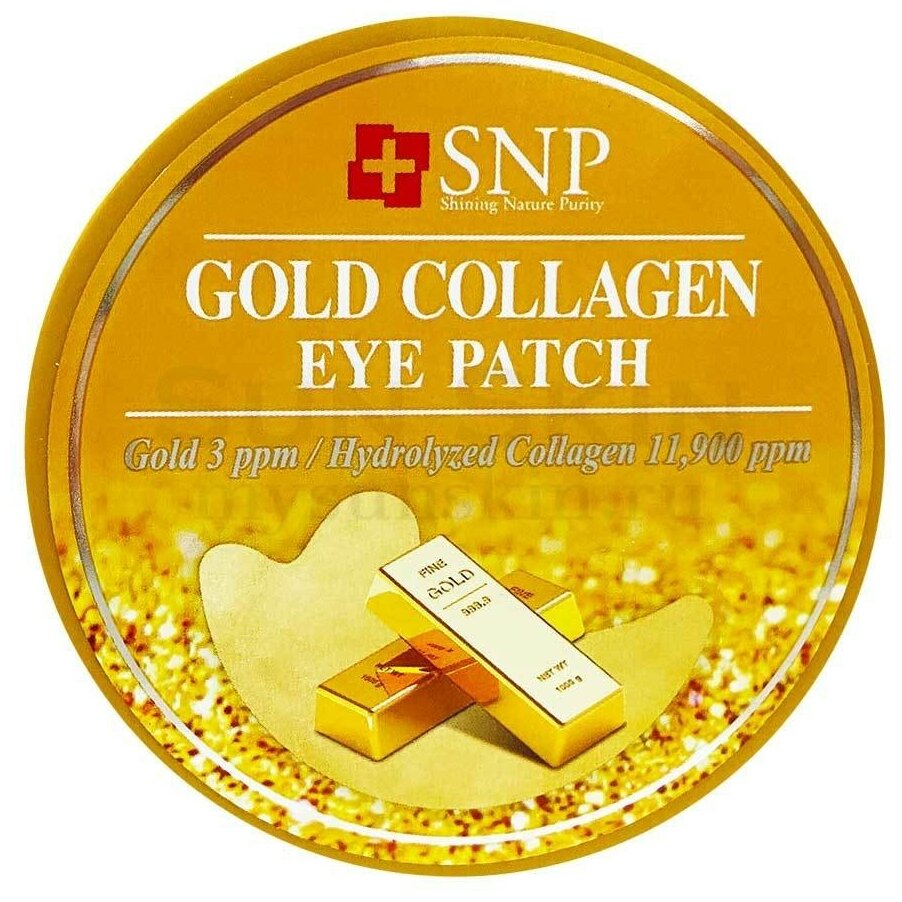 Гидрогелевые патчи SNP Gold Collagen Eye Patch для области вокруг глаз, с 24К золотом и коллагеном - фото №12