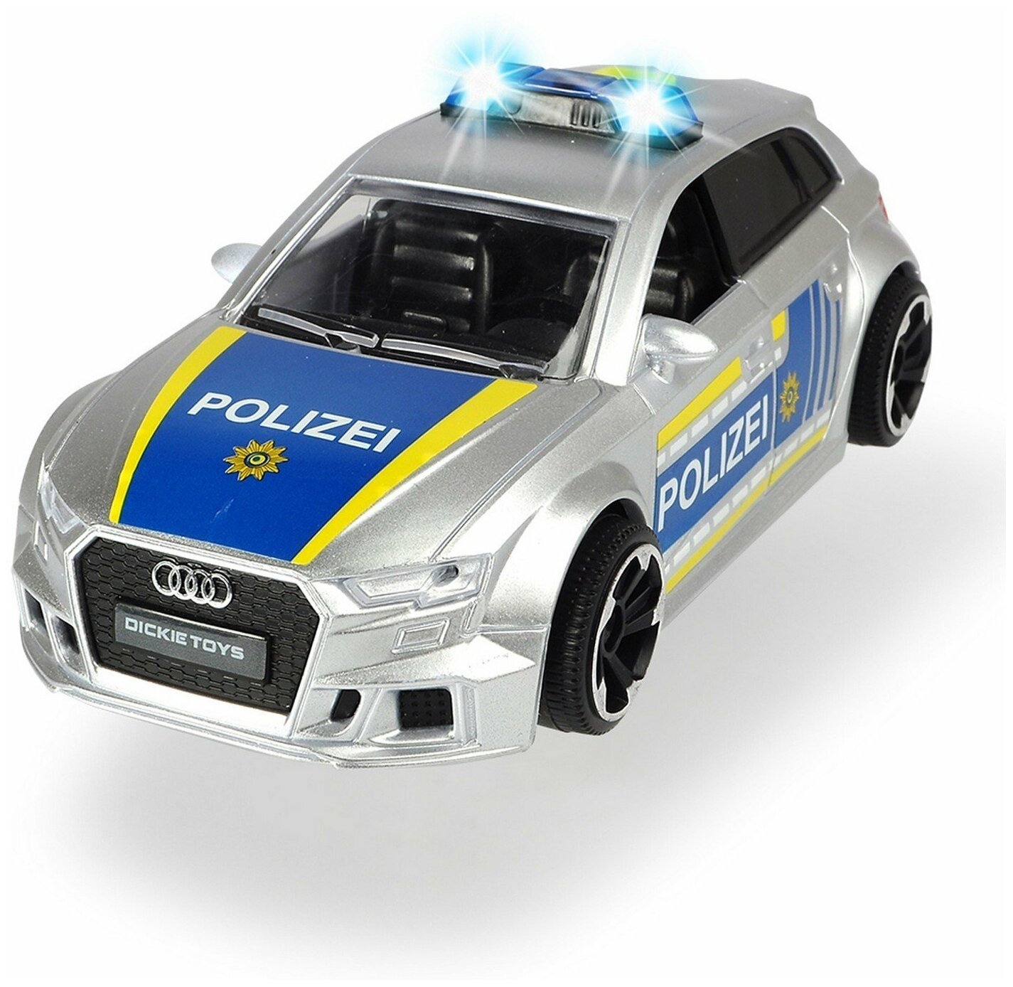 Полицейская машина Dickie Audi RS3, фрикционная, 15 см, свет, звук, с аксессуарами, 1/32 3713011