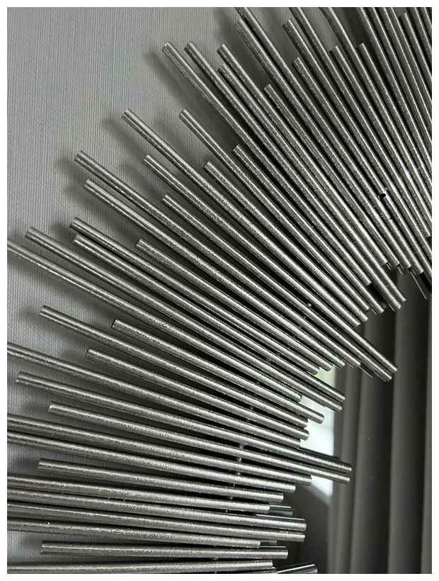 Декоративное интерьерное настенное зеркало-солнце PATTERHOME лион серебро, 93см х 93см, зеркало-солнце, металл - фотография № 5