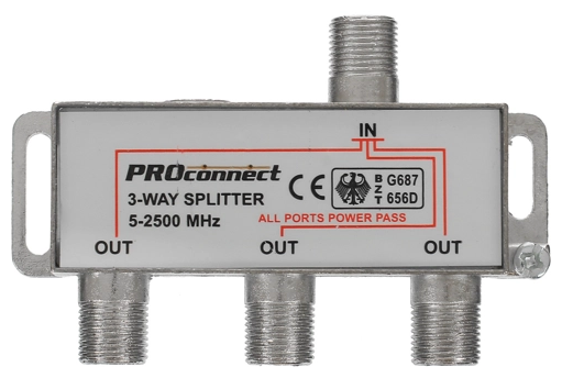 Сплиттер PROconnect 05-6202-4 ТВ х 3 под F разъём 5-2500 МГц "спутник"