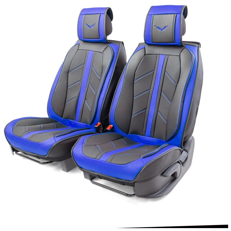 Каркасные 3D накидки на передние сиденья "Car Performance", 2 шт, экокожа CUS-3012 BK/BL