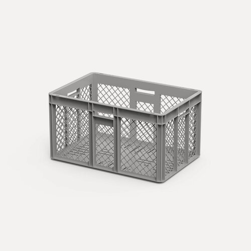 Изображение товара Ящик пластиковый, Евроконтейнер, перфорированный 600x400x320 мм, серый