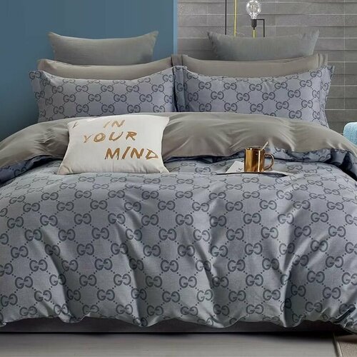 Постельное белье серое семейное Cleo Satin de Luxe комплект 2 пододеяльника на молнии сатин хлопок