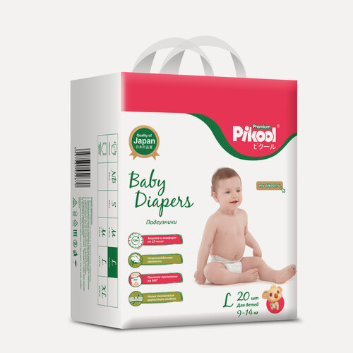 Изображение товара Подгузники Pikool Premium, размер L (9-14 кг), 20 шт.