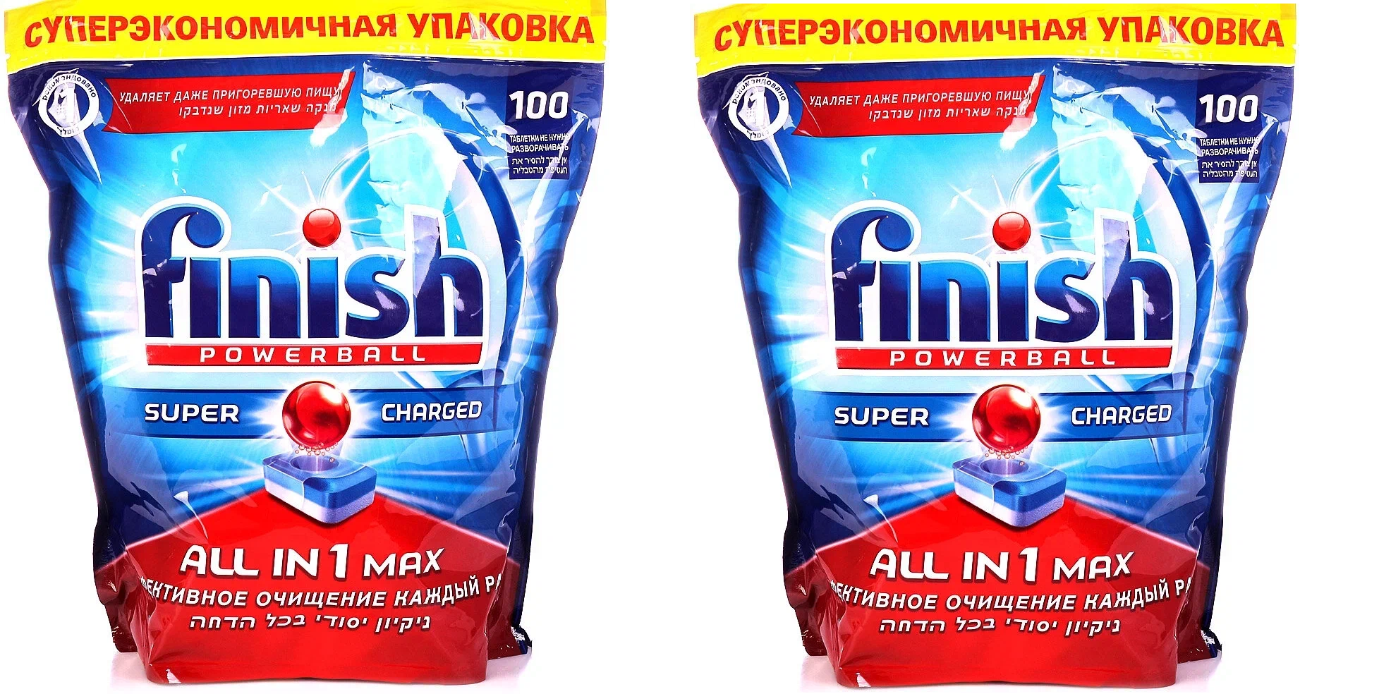 Таблетки для мытья посуды Finish Power для посудомоечной машины, 100 шт, 2 уп