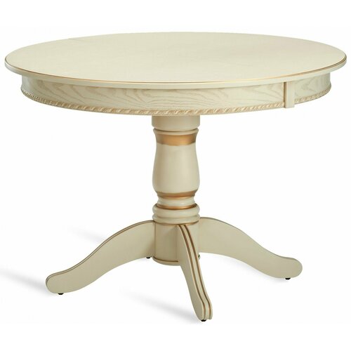 Стол кухонный деревянный раздвижной Вэлт D110150х110 Слоновая кость с золотой патиной 41990₽