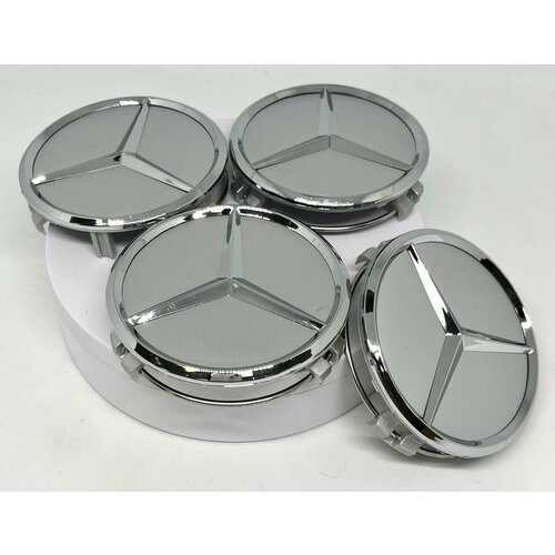 Колпачки на литые диски Mercedes 75mm 4 шт, серебро