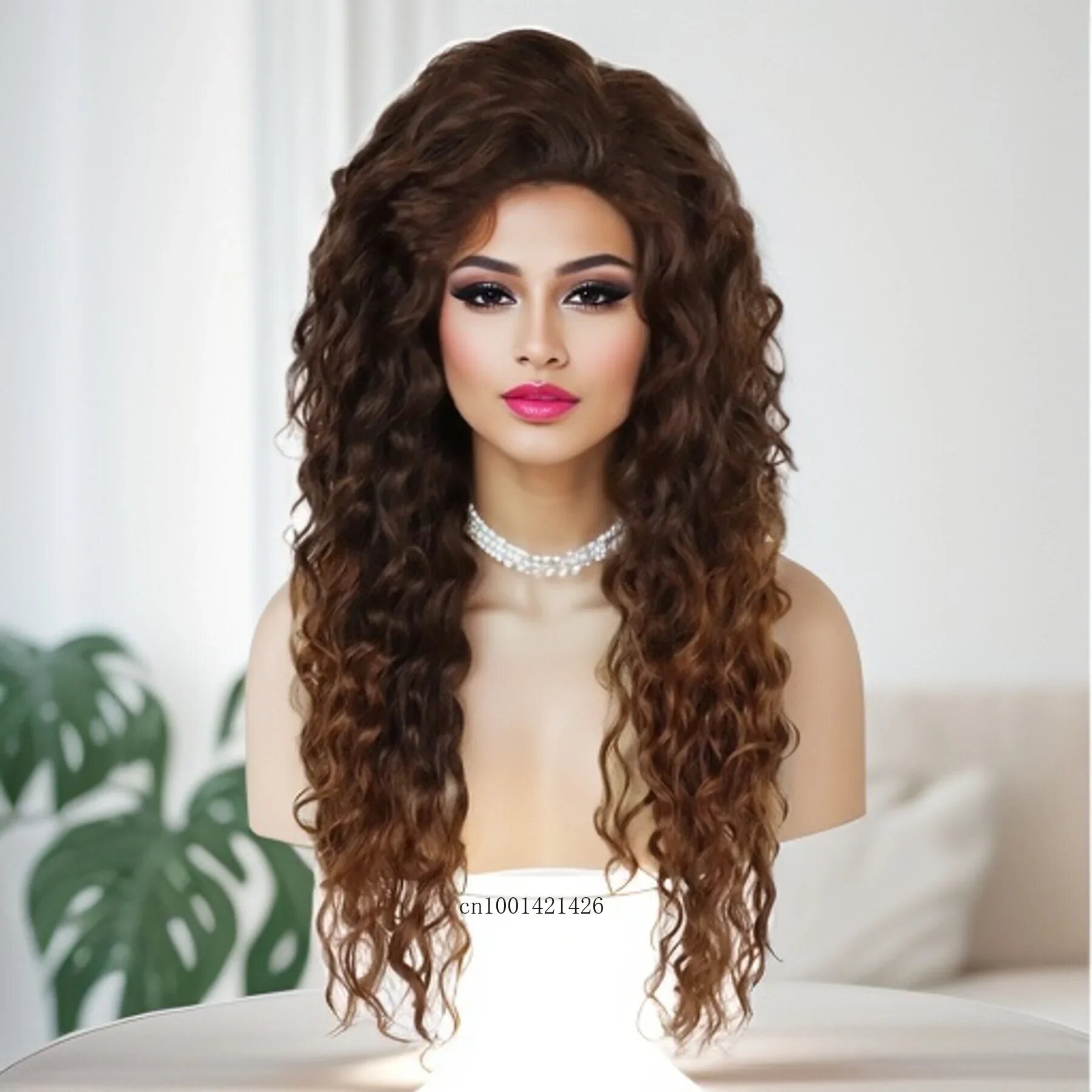 Длинный вьющийся парик Ombre Brown2