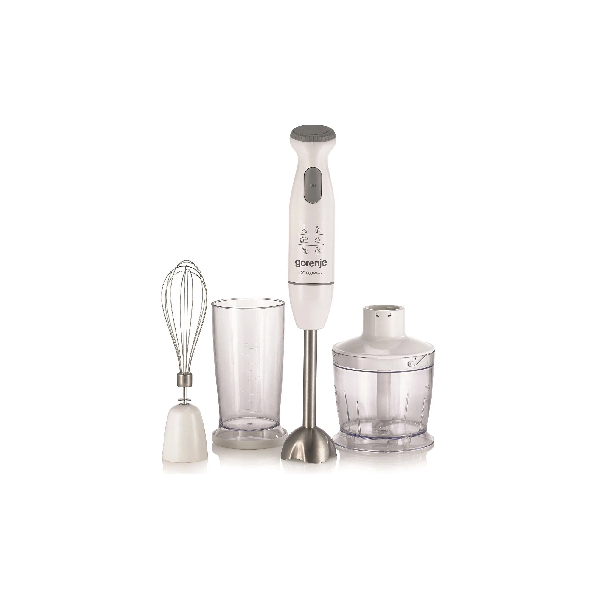 Блендер погружной Gorenje HBC804QW мощность 800Вт нержавеющая сталь