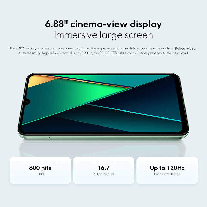 Смартфон POCO C75 , Глобальная версия , Helio G81-Ultra , 5160 мАч , 50 МП , NFC , 8/256 ГБ , Золотой — фото 1