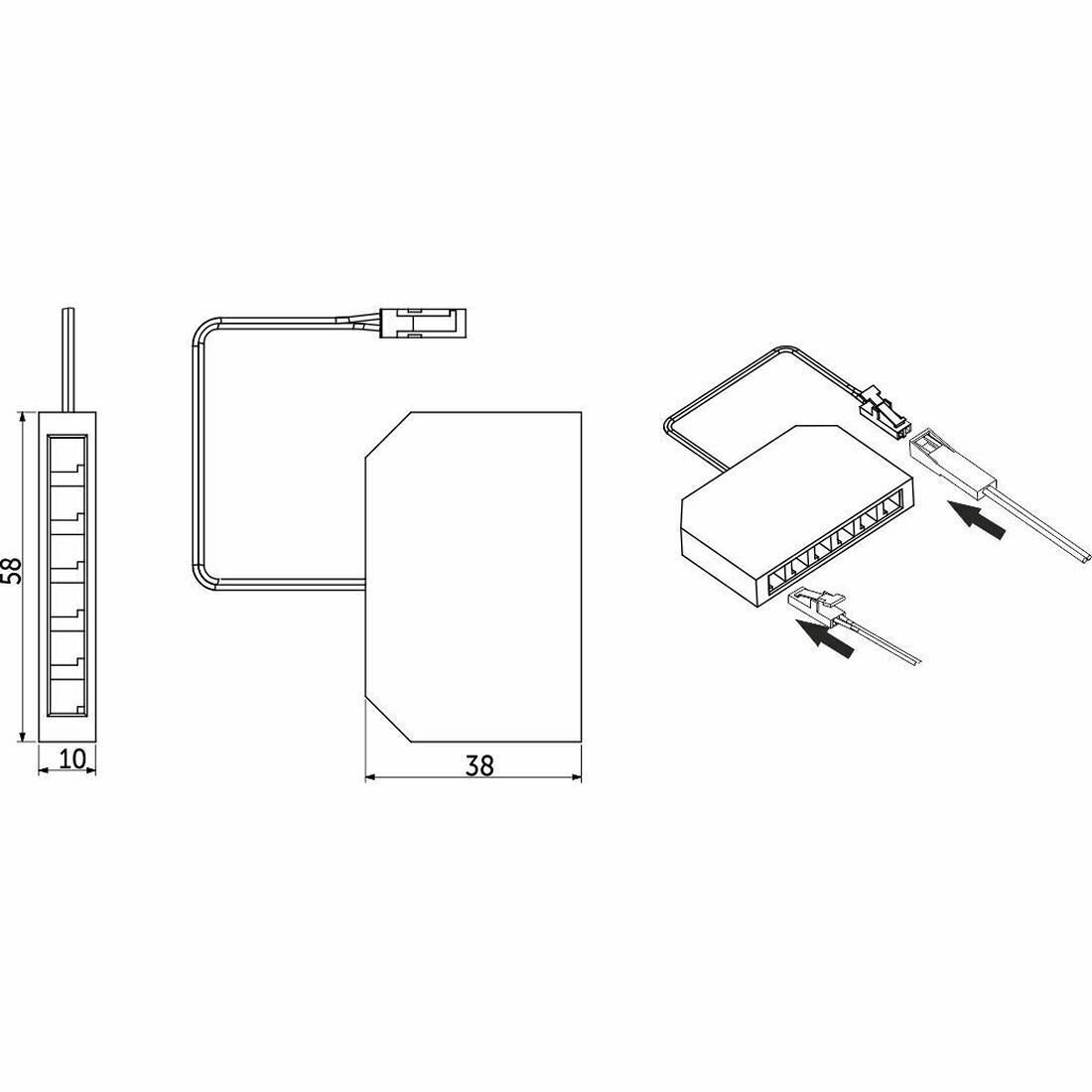 Шнур соединительный с разветвителем для мини коннекторов 6 точечный с миниконнектором 15 см