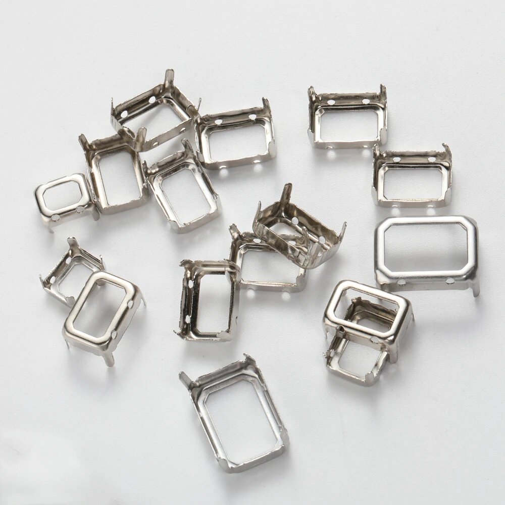 Металлические основы для страз 18x25 мм Silver 8x10mm 50 Шт.