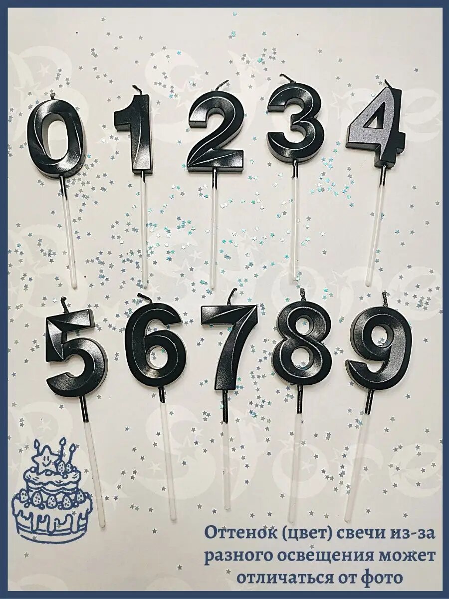 Свечи-цифры "11", для торта, черные, хлопок, парафиновые, 5 см — фото 1
