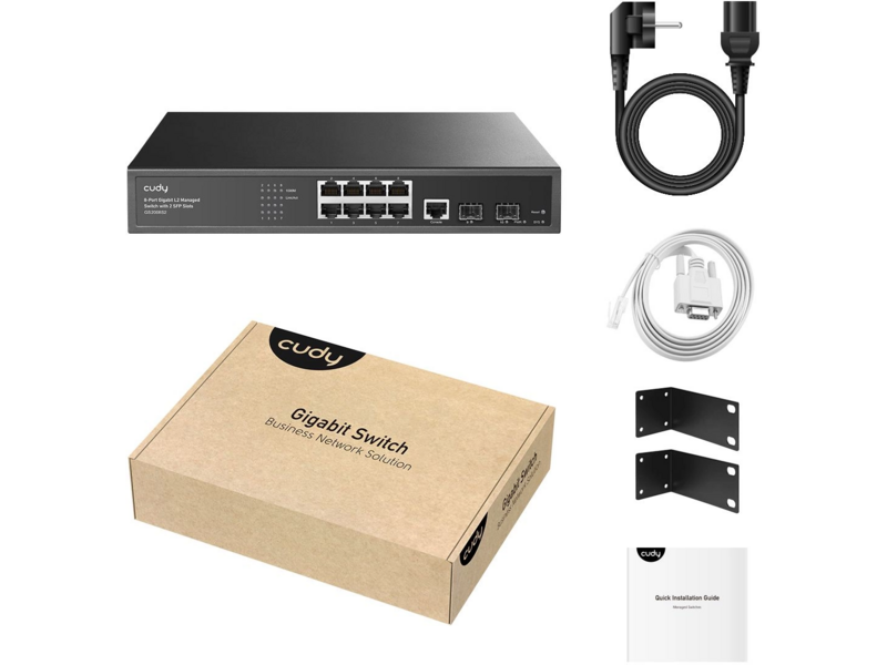 Коммутатор управляемый L2, Cudy GS2008S2, 8 портов RJ45 10/100/1000 мбит/с, 2 порта 1,25G SFP, 1× RJ45 Console (GS2008S2)