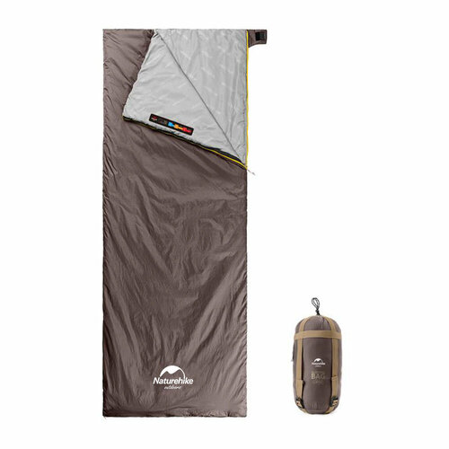 Мешок спальный Naturehike NH21MSD09 мини LW180, размер XL, коричневый, молния слева, 6927595777985L