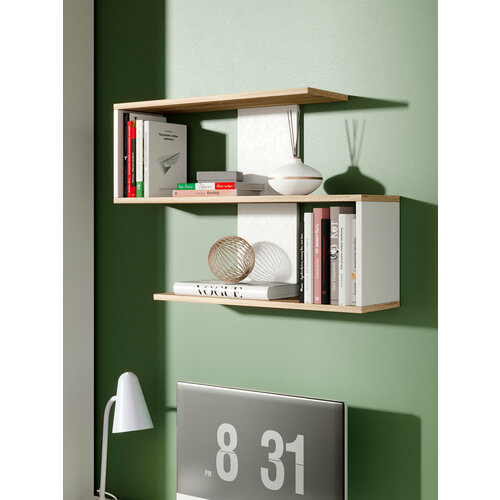 Полка белая настенная, книжная полка, Diamond Тип 1