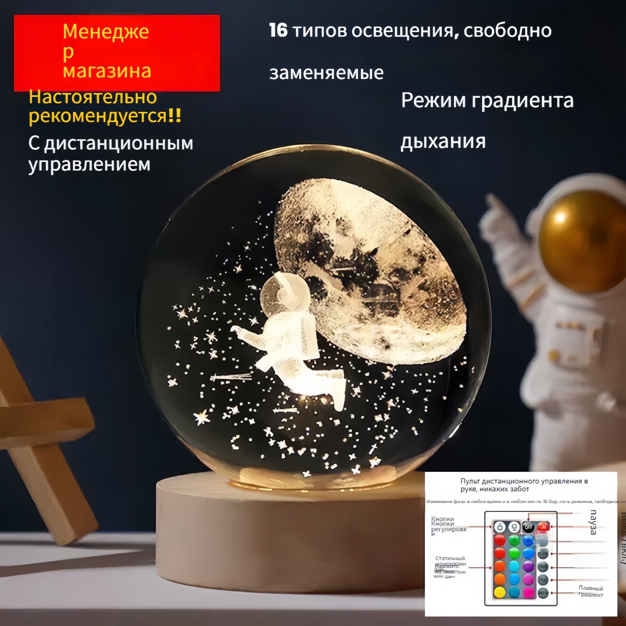 Ночник Nova Home Textile "Млечный Путь" Ermiy, минимализм, пульт ДУ, теплый свет