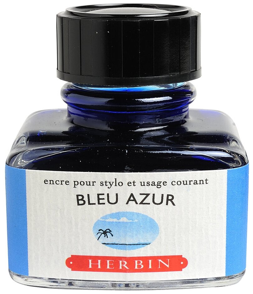 Чернила Herbin Bleu azur для перьевых ручек, светло-голубой, 30 мл,