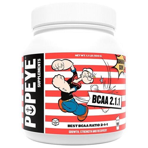 popeye порошок bcaa 2 1 1персик манго банка 250 гр POPEYE BCAA 2:1:1 500g (Банановая жвачка)