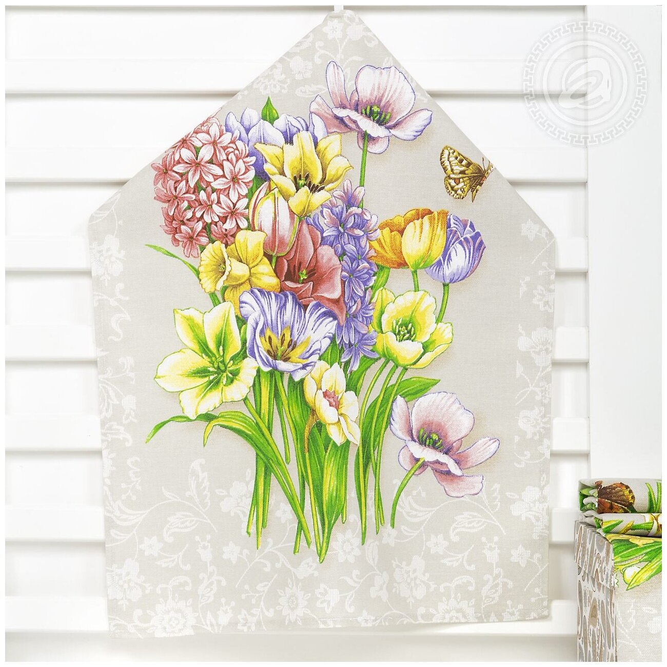 Набор кухонных полотенец «Аромат» - рогожка (3шт - 45*60см), цветы, весна - фотография № 6