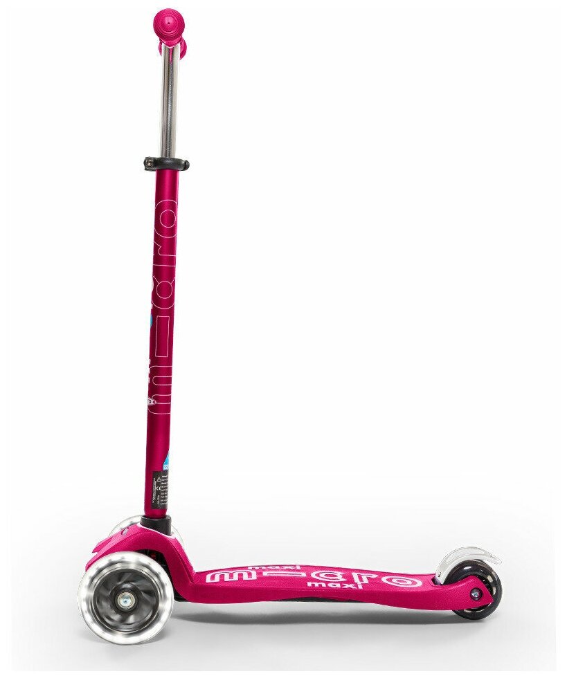 Самокат Micro Maxi Deluxe LED розовый (светящиеся колеса)