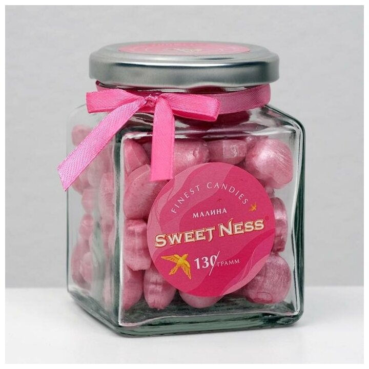 Карамельные сердечки со вкусом малины в стеклянной банке, Sweet Ness 130 гр 1 шт - фотография № 7