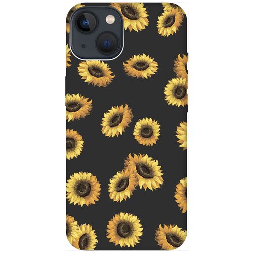 Силиконовый чехол на Apple iPhone 14 / Эпл Айфон 14 с рисунком Sunflowers Soft Touch черный силиконовый чехол на apple iphone 14 эпл айфон 14 с рисунком trekking soft touch черный