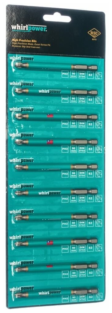 Биты (90 мм; PH 2; 10 шт.) WHIRLPOWER Профи 57580