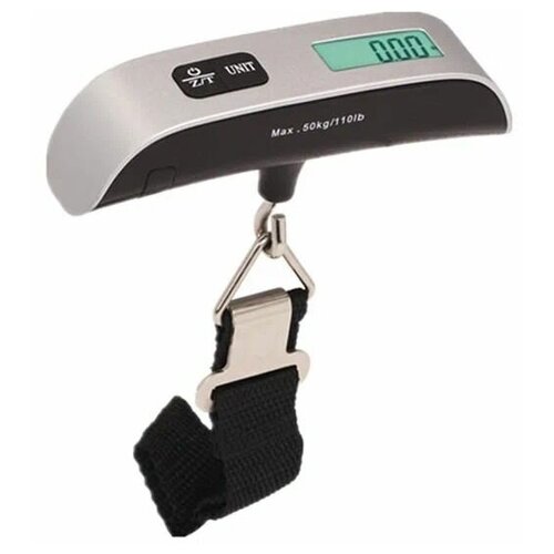 Ручные электронные весы-безмен для багажа до 50 кг с функцией термометра, зеленая подсветка