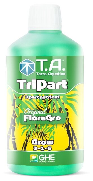 Удобрение Terra Aquatiaca TriPart Grow 500 мл(GHE FloraSeries Gro) - фотография № 1