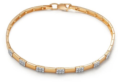 Браслет Vesna jewelry, красное золото, 585 проба, родирование, бриллиант, длина 18.5 см.