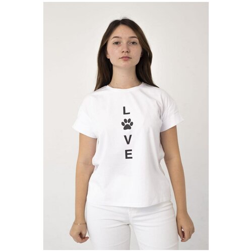 фото Футболка женская meele белая с принтом love, размер xl/50