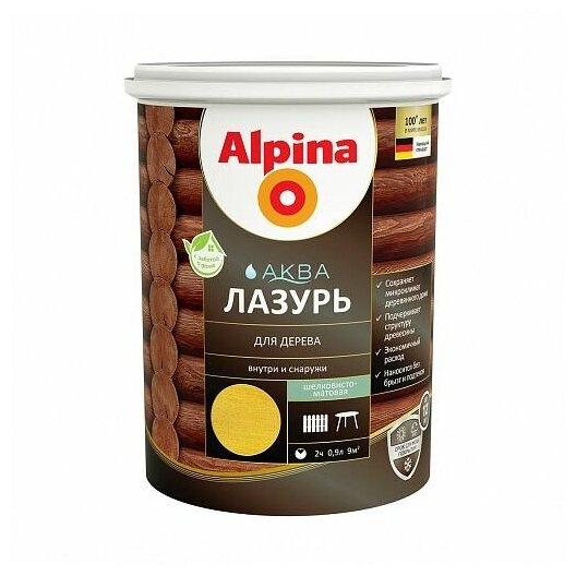 Лазурь защитная для древесины Alpina Аква (0,9л) сосна - фотография № 3