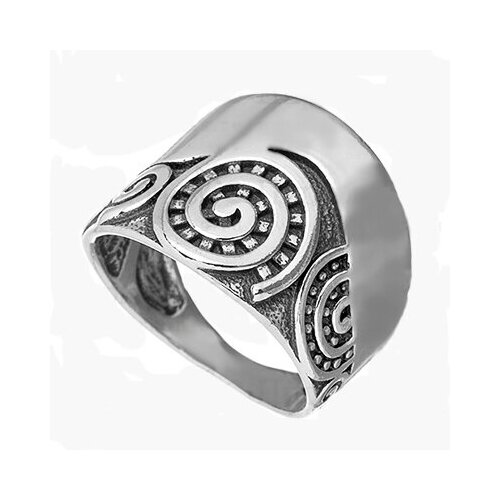 Кольцо Циркон С, серебро, 925 проба, оксидирование, размер 18, серебряный