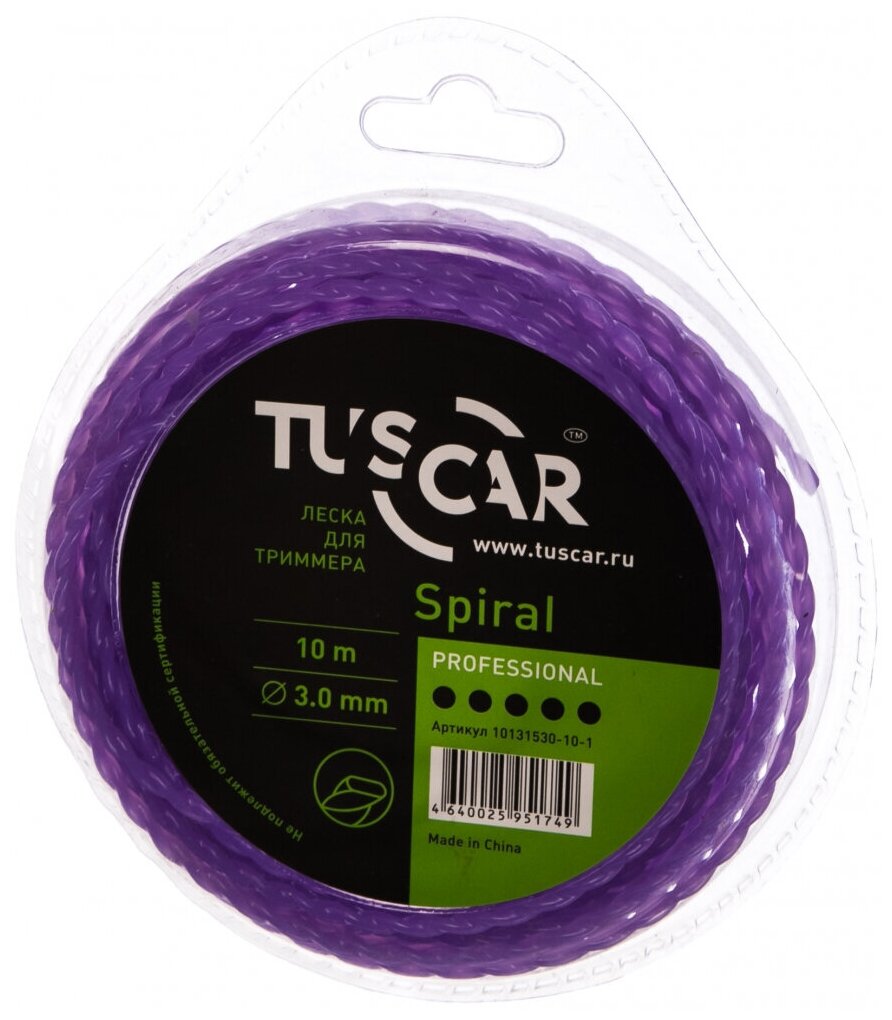 TUSCAR Леска для триммера Spiral, Professional, 3.0mmx10m 10131530-10-1