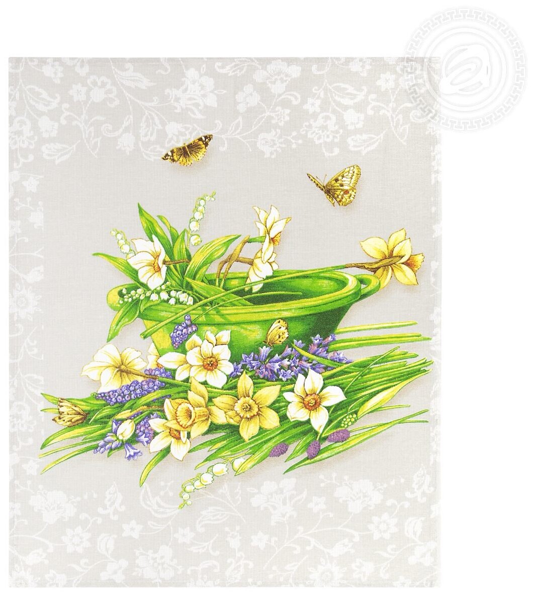 Набор кухонных полотенец «Аромат» - рогожка (3шт - 45*60см), цветы, весна - фотография № 4