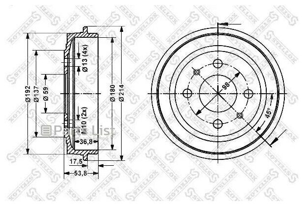 STELLOX 60252309SX 6025-2309-SX_барабан тормозной!\ Fiat Brava/Bravo/Tipo/Tempra 1.1-1.9TD 88-95