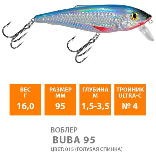 воблер для рыбалки плавающий aqua buba 95mm 16g заглубление от 1 5 до 3 5m цвет 103 Воблер для рыбалки плавающий AQUA Buba 95mm 16g заглубление от 1.5 до 3,5m цвет 015