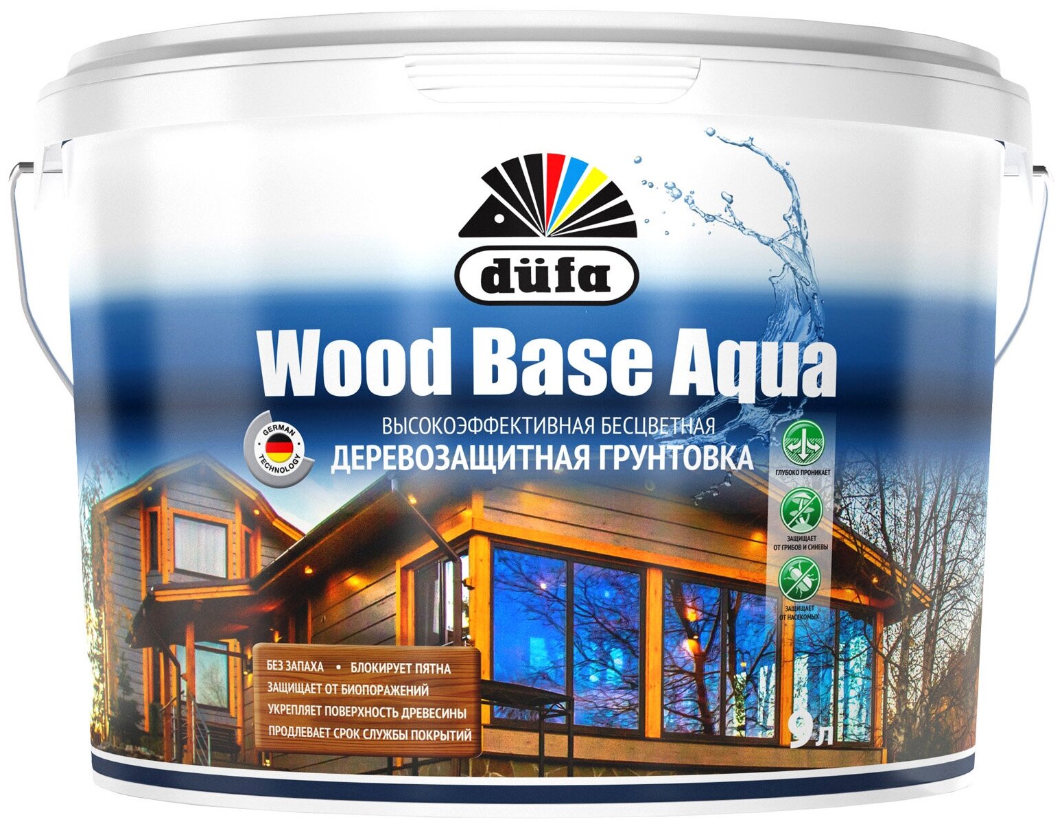 Грунт для защиты древесины Dufa Wood Base Aqua бесцветная 09 л.