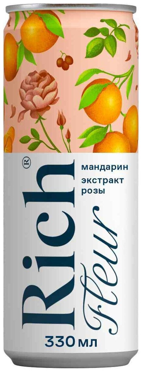 Напиток сокосодержащий Rich Fleur из винограда, лимонов и мандаринов с ароматом розы 0,33л - фотография № 3