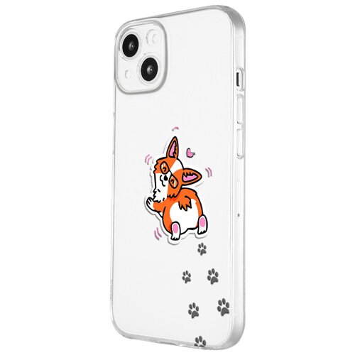 Силиконовый чехол с защитой камеры Mcover на Apple iPhone 13 mini с рисунком Милый Корги силиконовый чехол с защитой камеры mcover на apple iphone 13 mini с рисунком панда любовь