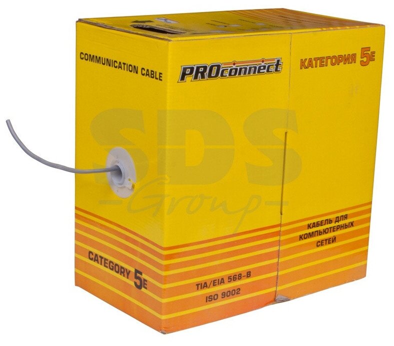 Кабель витая пара PROconnect UTP 4PR 24AWG, CCA, CAT5e, PVC серый, бухта 305 м