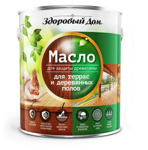 фото Масло террасное Здоровый Дом для деревянных полов тик 1,8 л