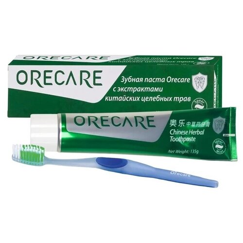 Зубная паста Orecare с экстрактами китайских целебных трав, с зубной щёткой Orecare. Масса 135 г.